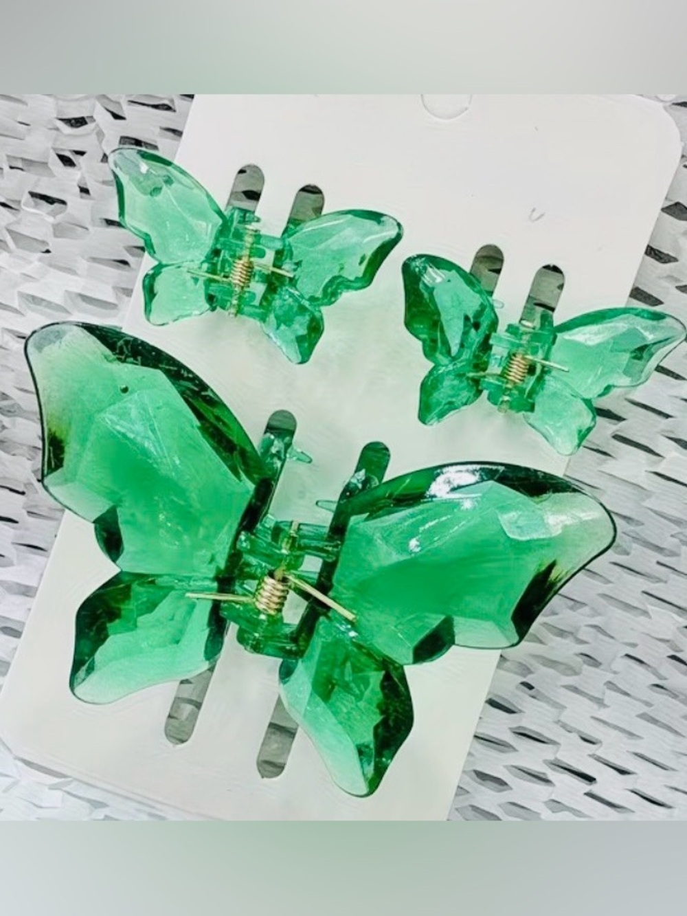 Emerald Green Butterfly Hair Claw Clip Set of 3 NWT Y2K